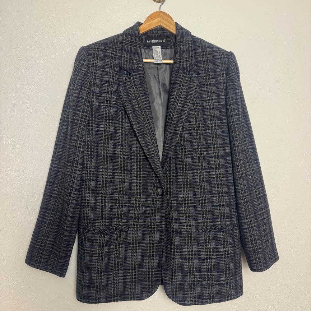 Sag Harbor Tartan Plaid Wool Blazer‎ Coat